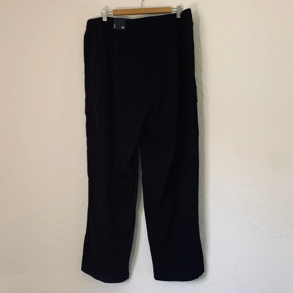 NWT‎ Torrid Cargo Pants Women 2X Black Wide Leg Stretch Challis Utility Gorpcore